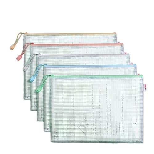 Plastic Wallets Zip Folders, Büro Studenten Lehrbuch Test Papier Archiv Beutel Mesh Reißverschlusstasche(63483) von ROJDFCNBW