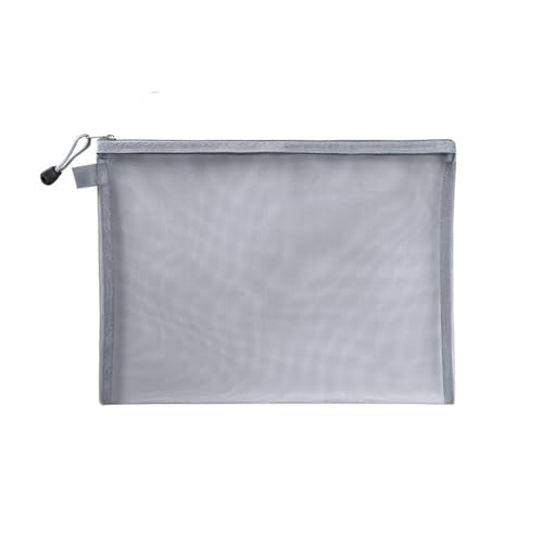 Plastic Wallets Zip Folders, For Kosmetik, Schul- und Bürobedarf, Netz-Reißverschlusstasche(Grey,A5(23.5X17cm)) von ROJDFCNBW