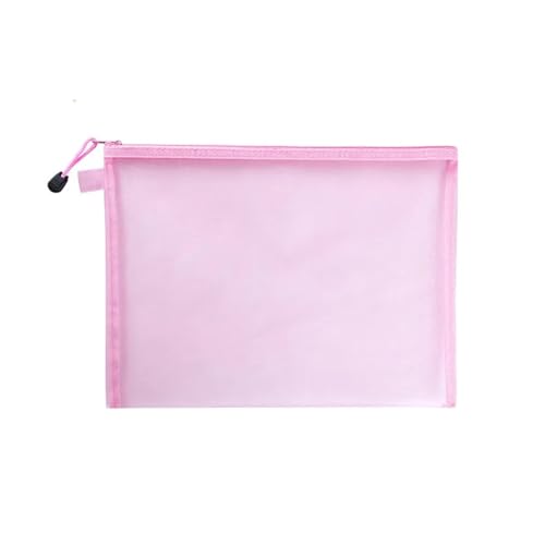 Plastic Wallets Zip Folders, Make-up-Taschen, Federmäppchen, Reisetaschen for Kosmetik, Schul- und Bürobedarf(Pink,A4(33.5X24cm)) von ROJDFCNBW