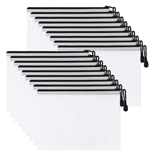 Plastic Wallets Zip Folders, Netz-Reißverschluss-Aktentasche, 18 Stück, A5, Netz-Reißverschlusstasche, Reißverschluss-Aktentaschen, Aufbewahrungstaschen for Brettspiele for Schul-, Büro- und Reisebeda von ROJDFCNBW