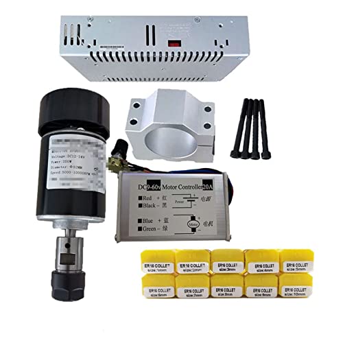 ROJDFCNBW CNC-Spindelmotor-Kit, 0,2 kW luftgekühlte Spindel ER16 Spannfutter CNC DC 24 V 10000 U/min 200 W Spindelmotor Power Spindel Graviermaschine(Package 6) von ROJDFCNBW