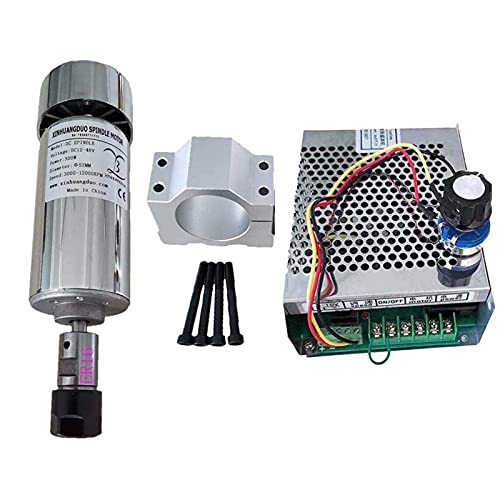 ROJDFCNBW CNC-Spindelmotor-Kit, Luftgekühlter 0,3 kW CNC-Spindelmotor-Kit ER16-Spannfutter 300 W Spindelmotor/Stromversorgung Drehzahlregler(Package 5 Er16) von ROJDFCNBW