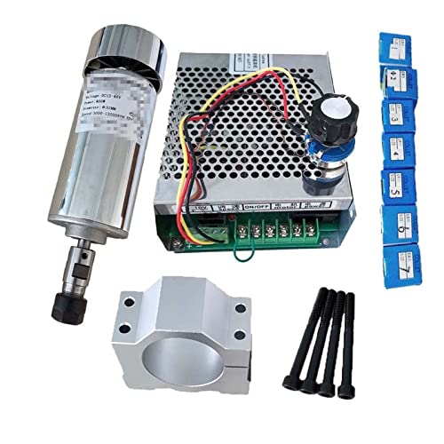 ROJDFCNBW CNC-Spindelmotor-Kit, Luftgekühlter 0,4-kW-CNC-Spindelmotor-Kit ER11-Spannfutter 400-W-Spindelmotor/Stromversorgung Drehzahlregler(Package 5) von ROJDFCNBW