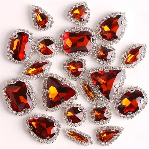 ROJDFCNBW Kristallglas-Klauenstrasssteine, Glas-Flatback-Strasskette for Aufnähen, Mehrfarbig, 20 Stück(A19 Tea Color) von ROJDFCNBW