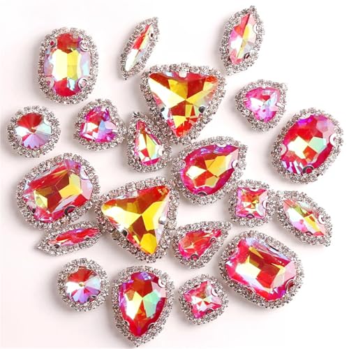 ROJDFCNBW Kristallglas-Klauenstrasssteine, Glas-Flatback-Strasskette for Aufnähen, Mehrfarbig, 20 Stück(A40 Red Ab) von ROJDFCNBW