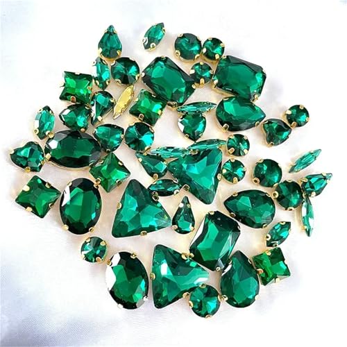 ROJDFCNBW Kristallglas-Klauenstrasssteine, Glas-Strasssteine ​​zum Aufnähen, gemischte Formen, DIY-Hochzeitsdekoration, 50 Stück, Mehrfarbig(Peacock En8) von ROJDFCNBW