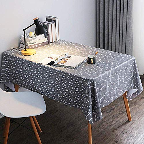 ROJDFCNBW Stick Baumwolle und Tischtuch, Abwischbare PVC-Tischdecke, dick und weich(Grey,140x180cm) von ROJDFCNBW