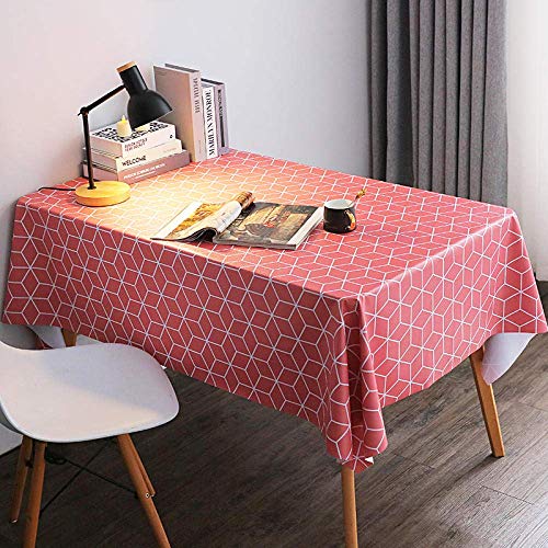 ROJDFCNBW Stick Baumwolle und Tischtuch, Abwischbare PVC-Tischdecke, dick und weich(Red,130x190cm) von ROJDFCNBW