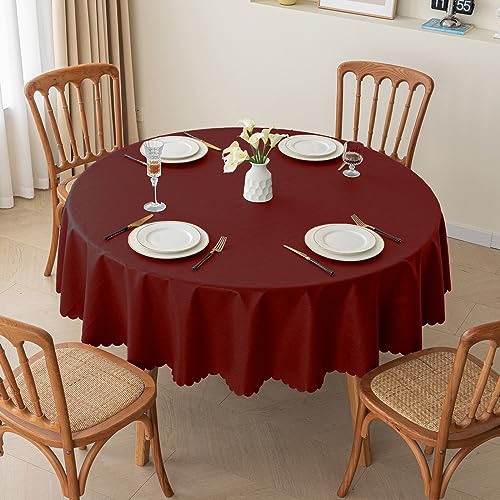 ROJDFCNBW Stick Baumwolle und Tischtuch, Abwischbare Tischdecken Abwischbare PVC-Tischdecke mit Tischdecke, for die Dekoration von Küchentischen(Burgundy - B,78.7 inch) von ROJDFCNBW