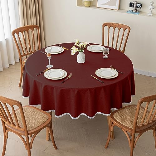 ROJDFCNBW Stick Baumwolle und Tischtuch, Abwischbare Tischdecken Abwischbare PVC-Tischdecke mit Tischdecke, for die Dekoration von Küchentischen(Burgundy - a,78.7 inch) von ROJDFCNBW