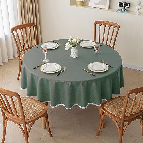 ROJDFCNBW Stick Baumwolle und Tischtuch, Abwischbare Tischdecken Abwischbare PVC-Tischdecke mit Tischdecke, for die Dekoration von Küchentischen(Dark Green - a,39.4 inch) von ROJDFCNBW