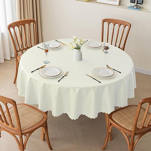 ROJDFCNBW Stick Baumwolle und Tischtuch, Abwischbare Tischdecken Abwischbare PVC-Tischdecke mit Tischdecke, for die Dekoration von Küchentischen(White - B,63 inch) von ROJDFCNBW