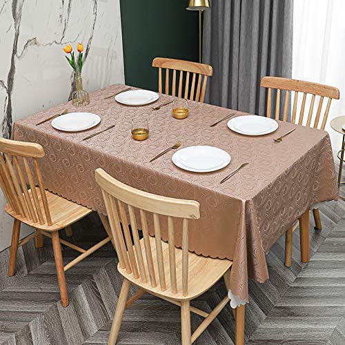 ROJDFCNBW Stick Baumwolle und Tischtuch, Abwischen mit einem sauberen Öltuch Tischdecke leicht zu wischen Vinyl-Kunststoff-Tischdecke(B - Coffee,70.9 x 47.2 inch) von ROJDFCNBW