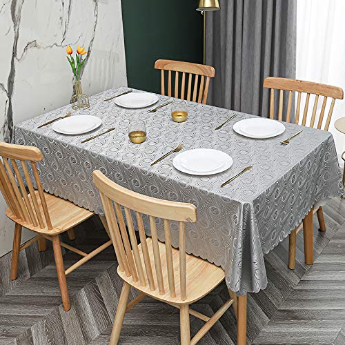 ROJDFCNBW Stick Baumwolle und Tischtuch, Abwischen mit einem sauberen Öltuch Tischdecke leicht zu wischen Vinyl-Kunststoff-Tischdecke(B - Grey,35.4 x 35.4 inch) von ROJDFCNBW