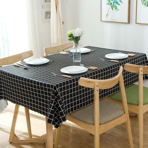 ROJDFCNBW Stick Baumwolle und Tischtuch, Abwischen mit einem sauberen Öltuch Tischdecke leicht zu wischen Vinyl-Kunststoff-Tischdecke(Black-3,55.1 x 35.4 inch) von ROJDFCNBW