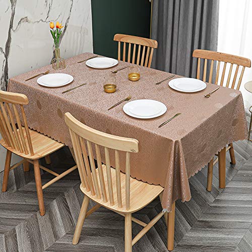 ROJDFCNBW Stick Baumwolle und Tischtuch, Abwischen mit einem sauberen Öltuch Tischdecke leicht zu wischen Vinyl-Kunststoff-Tischdecke(C - Coffee,55.1 x 55.1 inch) von ROJDFCNBW