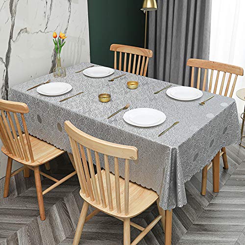 ROJDFCNBW Stick Baumwolle und Tischtuch, Abwischen mit einem sauberen Öltuch Tischdecke leicht zu wischen Vinyl-Kunststoff-Tischdecke(C - Grey,70.9 x 55.1 inch) von ROJDFCNBW