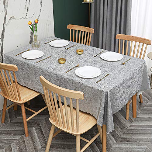 ROJDFCNBW Stick Baumwolle und Tischtuch, Abwischen mit einem sauberen Öltuch Tischdecke leicht zu wischen Vinyl-Kunststoff-Tischdecke(D - Grey,70.9 x 55.1 inch) von ROJDFCNBW