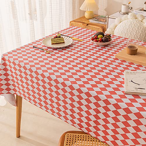 ROJDFCNBW Stick Baumwolle und Tischtuch, Abwischen mit einem sauberen Öltuch Tischdecke leicht zu wischen Vinyl-Kunststoff-Tischdecke(Red,63 x 47.2 inch) von ROJDFCNBW