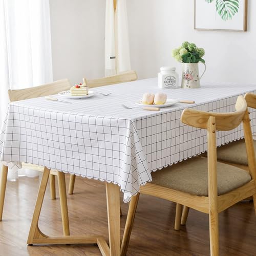 ROJDFCNBW Stick Baumwolle und Tischtuch, Abwischen mit einem sauberen Öltuch Tischdecke leicht zu wischen Vinyl-Kunststoff-Tischdecke(White-3,70.9 x 47.2 inch) von ROJDFCNBW