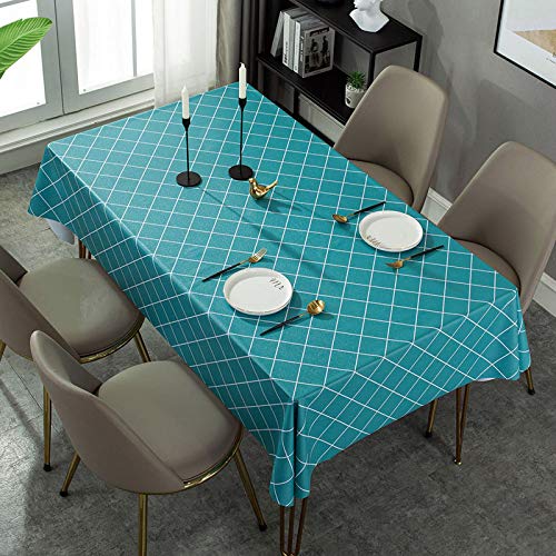 ROJDFCNBW Stick Baumwolle und Tischtuch, Abwischen mit einem sauberen Wachstuch Tischdecke leicht abwischbare Vinyl-Tischdecke(Blue,102.4 x 55.1 inch) von ROJDFCNBW