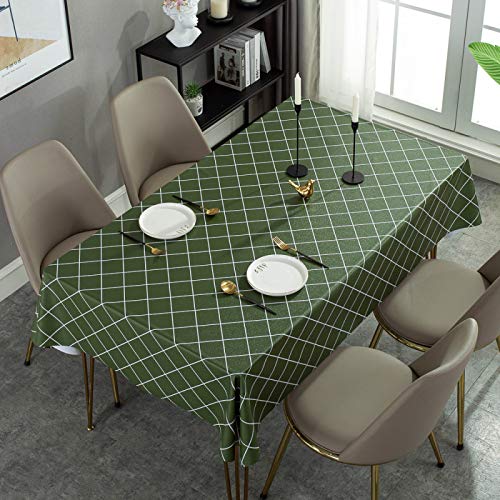 ROJDFCNBW Stick Baumwolle und Tischtuch, Abwischen mit einem sauberen Wachstuch Tischdecke leicht abwischbare Vinyl-Tischdecke(Green,118.1 x 55.1 inch) von ROJDFCNBW