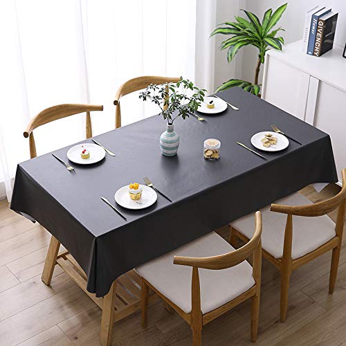 ROJDFCNBW Stick Baumwolle und Tischtuch, PVC-Tischdecke mit einem sauberen Öltuch abwischen, leicht abzuwischende Vinyl-Kunststoff-Tischdecke(Black,Round 140cm) von ROJDFCNBW