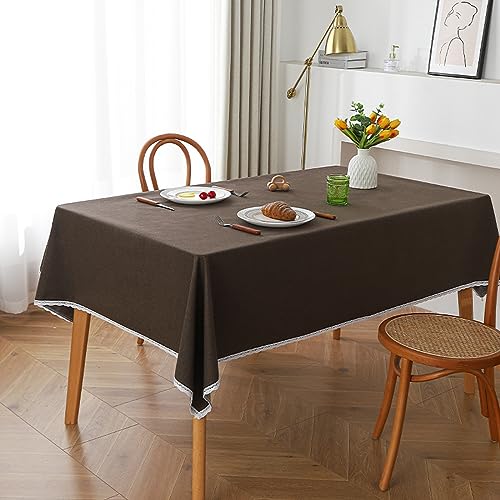 ROJDFCNBW Stick Baumwolle und Tischtuch, Party-Tischdecke, abwischbare Tischdecke, PVC-Tischdecke(Coffee,55.1 x 55.1 inch) von ROJDFCNBW
