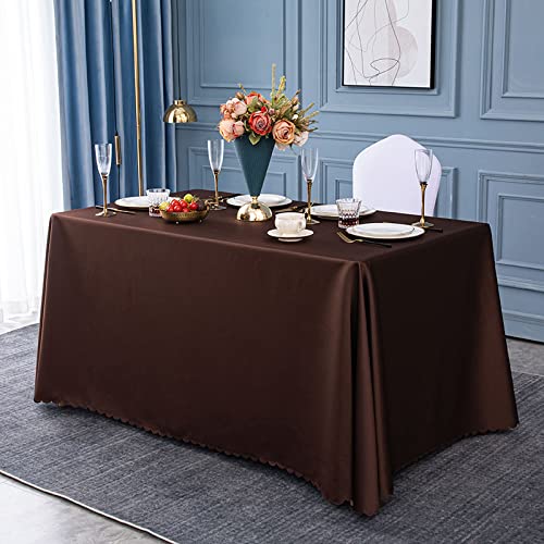 ROJDFCNBW Stick Baumwolle und Tischtuch, Polyester-Tischdecke mit quadratischer Tischdecke for Esstische im Innen- und Außenbereich(Dark Brown,200x260cm) von ROJDFCNBW