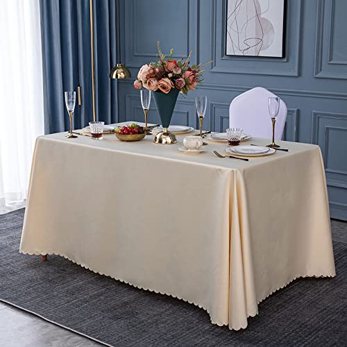 ROJDFCNBW Stick Baumwolle und Tischtuch, Polyester-Tischdecke mit quadratischer Tischdecke for Esstische im Innen- und Außenbereich(Light Yellow,120x180cm) von ROJDFCNBW