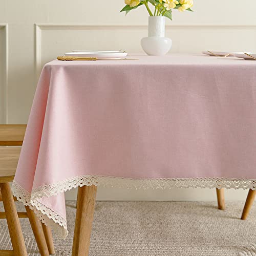 ROJDFCNBW Stick Baumwolle und Tischtuch, Tischdecken, abwischbare Tischdecken aus Kunstleinen(Pink,120x120cm) von ROJDFCNBW