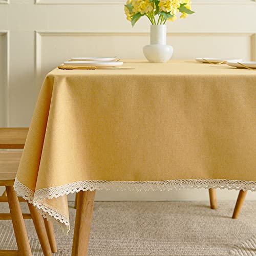 ROJDFCNBW Stick Baumwolle und Tischtuch, Tischdecken, abwischbare Tischdecken aus Kunstleinen(Yellow,80x120cm) von ROJDFCNBW