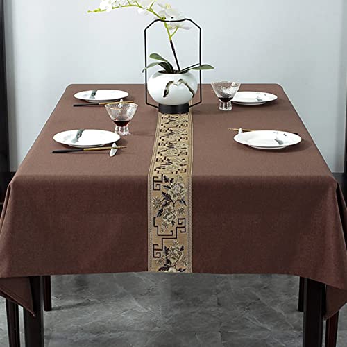 ROJDFCNBW Stick Baumwolle und Tischtuch, Tischdecken aus Kunstleinen, die abwischbar sind(Brown,55.1 x 86.6 inch) von ROJDFCNBW
