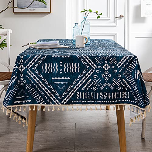 ROJDFCNBW Stick Baumwolle und Tischtuch, for die Küche, rechteckige Tischdekoration, waschbare Tischdecke(Blue,55.1 x 55.1 inch) von ROJDFCNBW