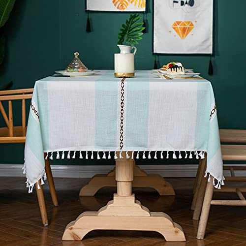 ROJDFCNBW Stick Baumwolle und Tischtuch, mit Fransen quadratische Tischdecke, staubdichte Tischdecke for Küchentischdekoration(Light Green,110x170cm) von ROJDFCNBW