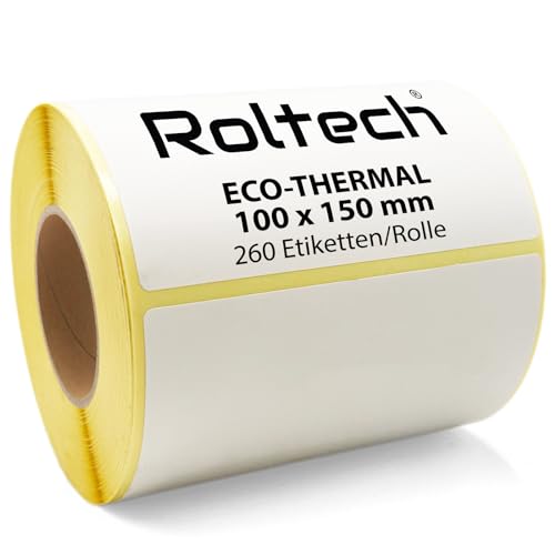 Rolle Thermo Etiketten Weiß 100x150mm | 260 Stück je Rolle | Kern 40 mm | Versandetiketten | permanent haftend | selbstklebende Etiketten für Thermodrucker | zum beschriften Rolle Thermo Etiketten Weiß 100x150mm | 260 Stück je Rolle | Kern 40 mm | Versandetiketten | permanent haftend | selbstklebende Etiketten für Thermodrucker | zum beschriften von ROLTECH