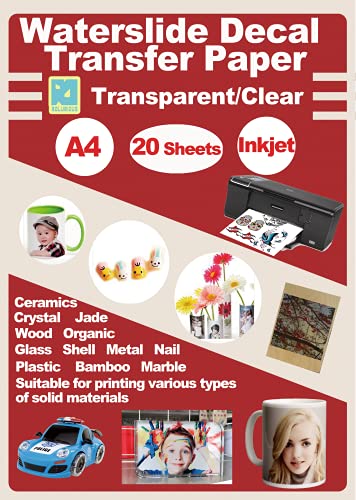 A4-Inkjet-Aufkleber-Druckerpapier, 20 Blatt, transparent, transparent, für Tintenstrahldrucker von ROLURIOUS