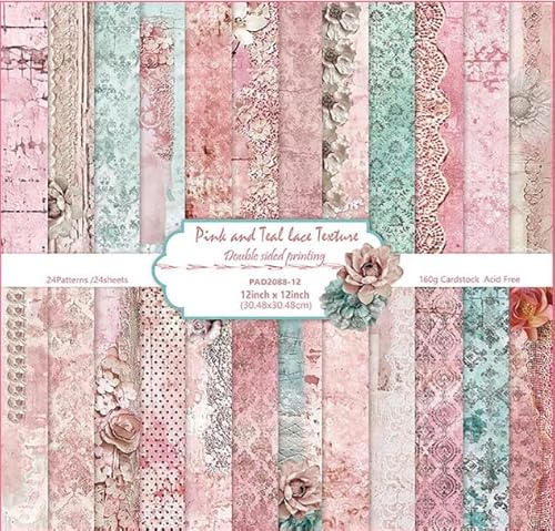 24 Blatt rosa Spitze Textur Muster Scrapbook Papier 24 Blatt rosa Spitze Textur Muster Scrapbook Papier von ROLYTA