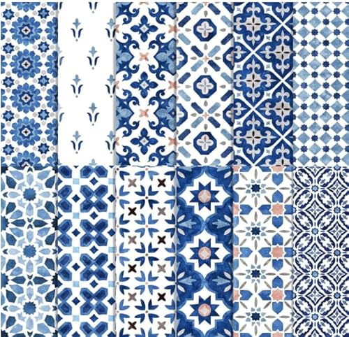 Scrapbook-Papier, Vintage-Mandala-Motiv, Marineblau, 24 Blatt/12 Designs von ROLYTA