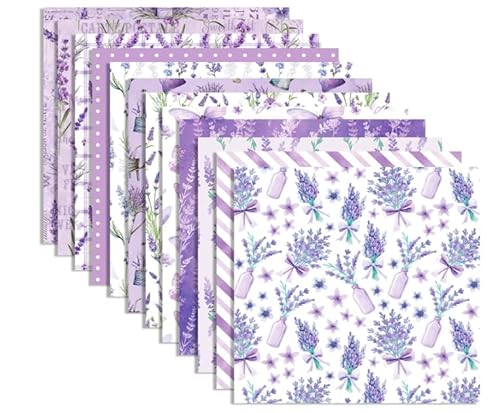 Scrapbook-Papier mit violettem Lavendelmuster, 24 Blatt von ROLYTA