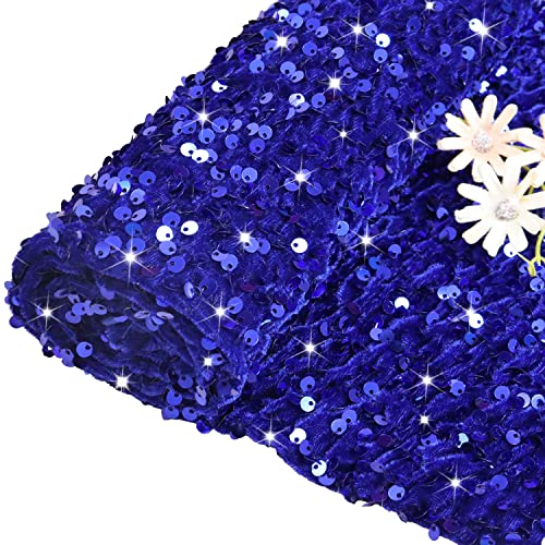 ROMANKAS Blauer Paillettenstoff von The Yard, 2 Meter, glitzernde Pailletten, handgefertigte Pailletten-Sequenz-Material für Tischdecke, Pailletten-Stretch-Stoff von The Yard für Party ROMANKAS Blauer Paillettenstoff von The Yard, 2 Meter, glitzernde Pailletten, handgefertigte Pailletten-Sequenz-Material für Tischdecke, Pailletten-Stretch-Stoff von The Yard für Party von ROMANKAS