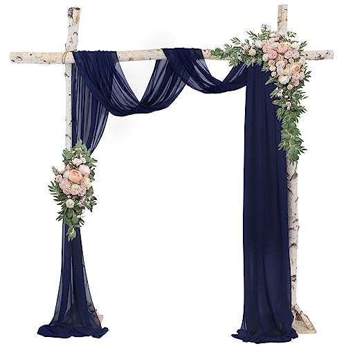 ROMANKAS Marineblauer Hochzeitsbogen-Drapierstoff, durchscheinender Stoff zum Drapieren, 6 m, 1 Panel, Chiffon-Bogenvorhang, Hochzeitsbogen, Drapierstoff, Tüllvorhang für Kulisse für Hochzeit, von ROMANKAS