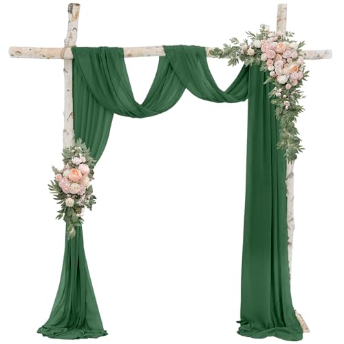 ROMANKAS Vorhang für Hochzeitsbögen, grün, durchscheinend, 6 m, 2 Paneele, Chiffon-Vorhänge für Hochzeit, Tüll, Lauben, Torbogen, Vorhänge, durchsichtig, Decken-Drapierstoff für Zeremonie, Empfang, ROMANKAS Vorhang für Hochzeitsbögen, grün, durchscheinend, 6 m, 2 Paneele, Chiffon-Vorhänge für Hochzeit, Tüll, Lauben, Torbogen, Vorhänge, durchsichtig, Decken-Drapierstoff für Zeremonie, Empfang, von ROMANKAS