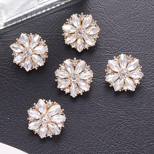 ROMDANTY 10/20 Stück 15/20/24 mm funkelnde Kristallblumen-Schaftknöpfe, dekorative Nähknöpfe für Kleidung, DIY-Zubehör von ROMDANTY