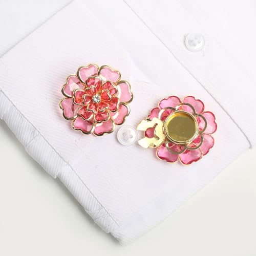 ROMDANTY 2 x Strass-Blumenknopf-Abdeckungen, stilvolles Kleidungszubehör, Nähknöpfe, modische Manschettenknöpfe für formelle Kleidung ROMDANTY 2 x Strass-Blumenknopf-Abdeckungen, stilvolles Kleidungszubehör, Nähknöpfe, modische Manschettenknöpfe für formelle Kleidung von ROMDANTY