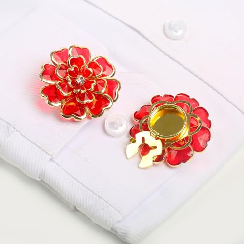 ROMDANTY 2 x Strass-Blumenknopf-Abdeckungen, stilvolles Kleidungszubehör, Nähknöpfe, modische Manschettenknöpfe für formelle Kleidung von ROMDANTY