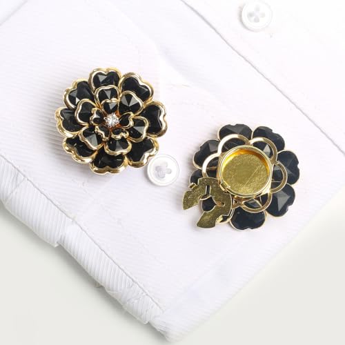 ROMDANTY 2 x Strass-Blumenknopf-Abdeckungen, stilvolles Kleidungszubehör, Nähknöpfe, modische Manschettenknöpfe für formelle Kleidung ROMDANTY 2 x Strass-Blumenknopf-Abdeckungen, stilvolles Kleidungszubehör, Nähknöpfe, modische Manschettenknöpfe für formelle Kleidung von ROMDANTY