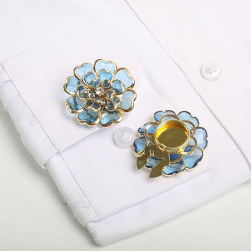 ROMDANTY 2 x Strass-Blumenknopf-Abdeckungen, stilvolles Kleidungszubehör, Nähknöpfe, modische Manschettenknöpfe für formelle Kleidung ROMDANTY 2 x Strass-Blumenknopf-Abdeckungen, stilvolles Kleidungszubehör, Nähknöpfe, modische Manschettenknöpfe für formelle Kleidung von ROMDANTY