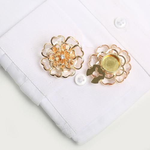 ROMDANTY 2 x Strass-Blumenknopf-Abdeckungen, stilvolles Kleidungszubehör, Nähknöpfe, modische Manschettenknöpfe für formelle Kleidung ROMDANTY 2 x Strass-Blumenknopf-Abdeckungen, stilvolles Kleidungszubehör, Nähknöpfe, modische Manschettenknöpfe für formelle Kleidung von ROMDANTY