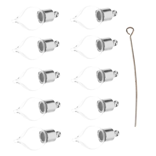 ROMISBABA 10 Stk Mini Transparente Glasflaschen mit Schraubverschluss Nachfüllbare Leere Parfümfläschchen Anhänger Handliche Flacons für Duftöl Sand Schmuck und Reisen von ROMISBABA
